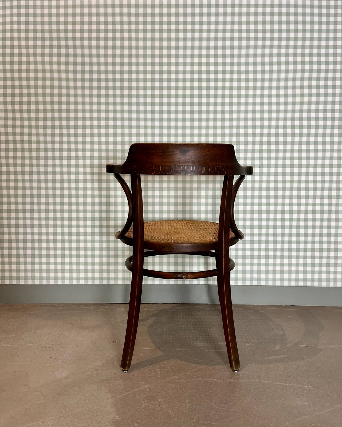Baumann armchair in curved wood and canework