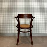Baumann armchair in curved wood and canework