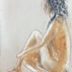 Signed pastel painting, female portrait, "Sunlight"