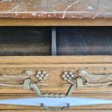 Commode ancienne relookée sculptée avec plateau en marbre