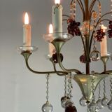 Silver bronze lustre garnished with pampilles, fruits and balls