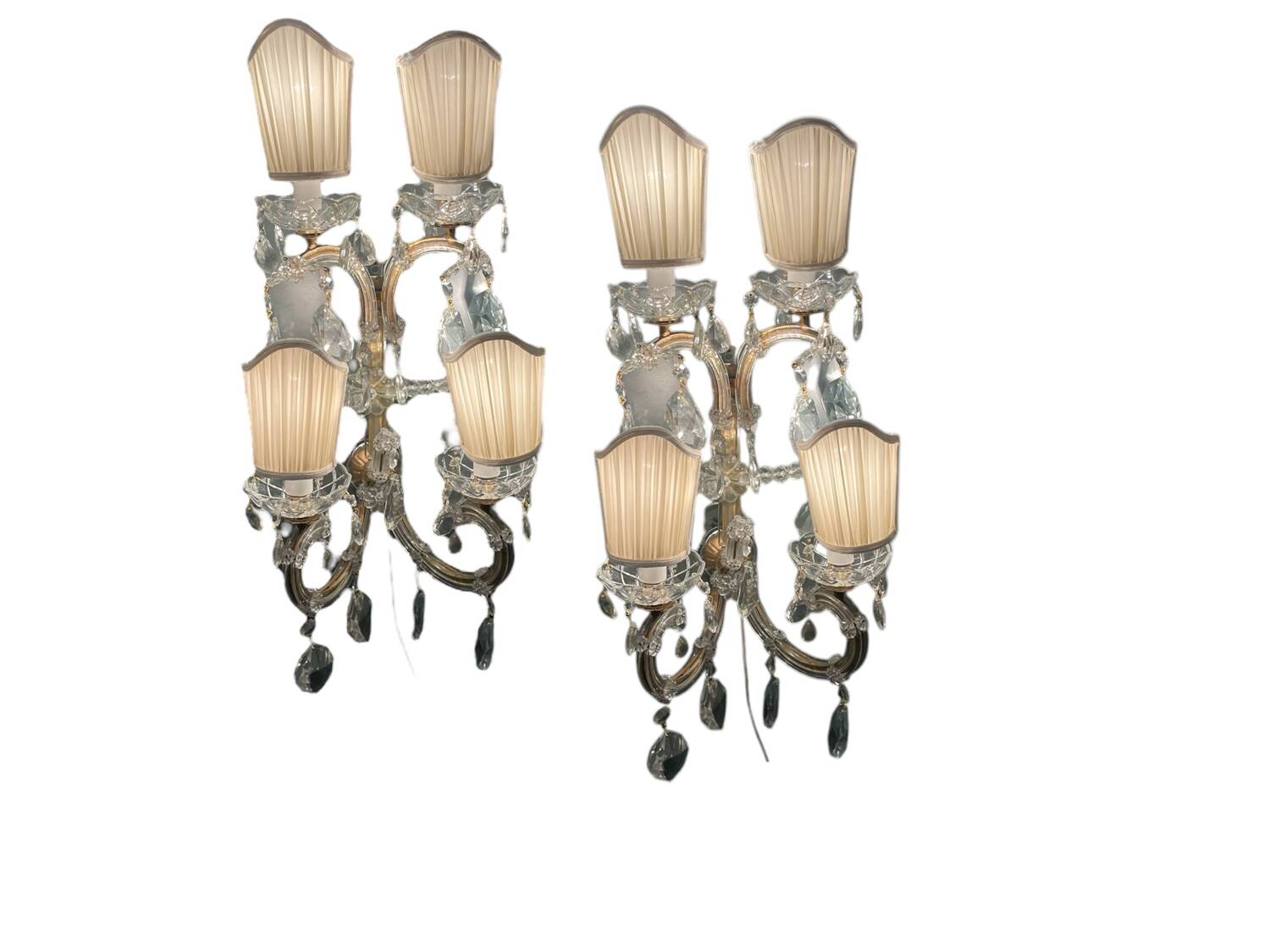 Large Maria Teresa Crystal Sconces Set of 2 1970’s