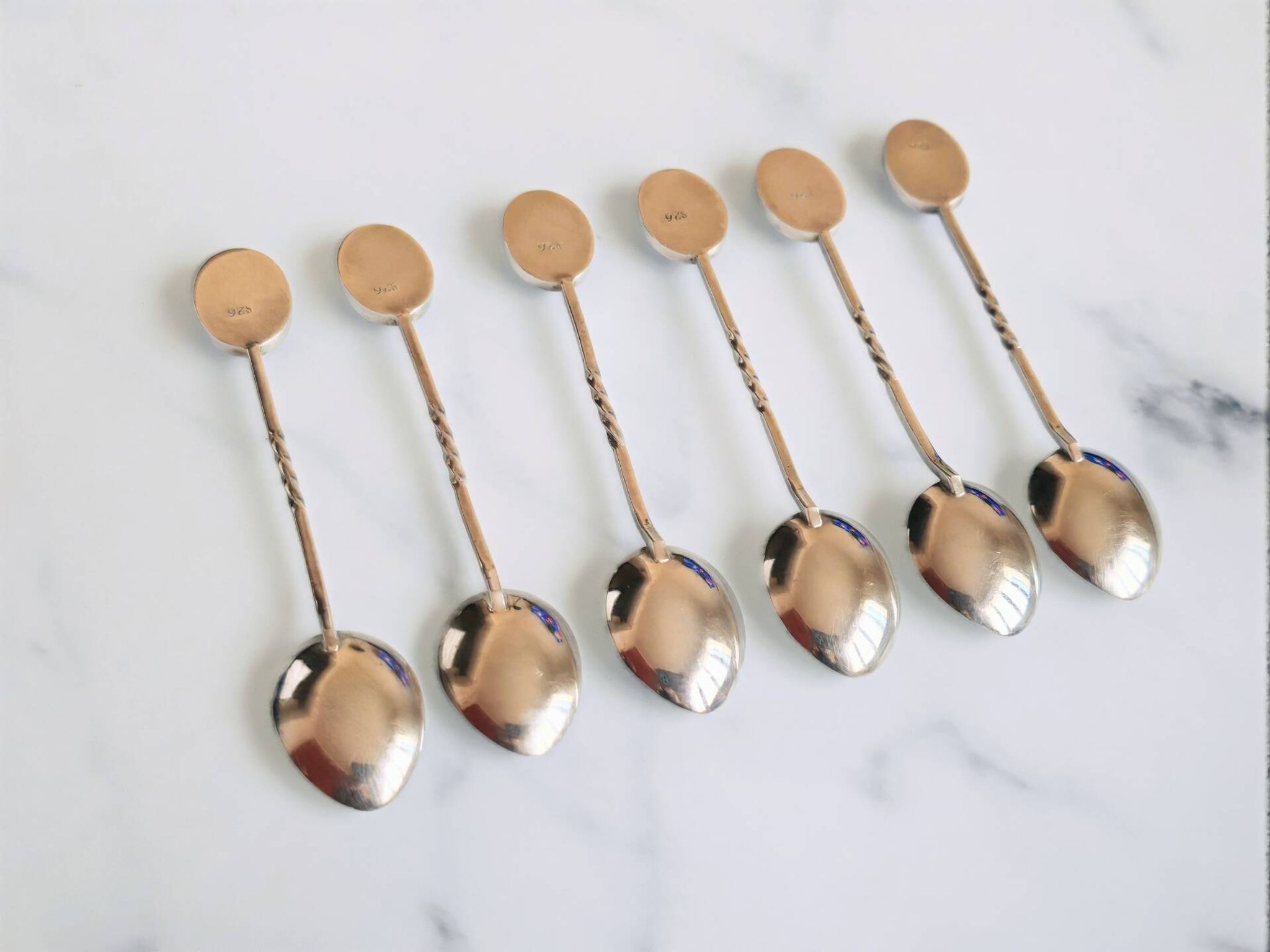 Box of 6 Solid Silver 925 Spoons & Lapis Lazuli - Morita Gil Chil