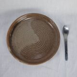 5 brown stoneware dessert plates