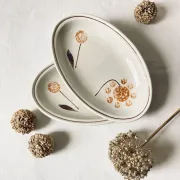 Pair of vintage earthenware dishes from Sarreguemines, 1970s