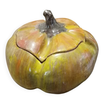 Pumpkin/gourd shaped box - Slipware ceramic