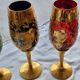 Lot 6 glasses Murano Venice gilded floral decoration in relief