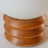 Small pine lamp with opaline ball lampshade, 70s/80s