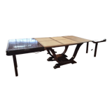Solid mahogany art deco table with extensions