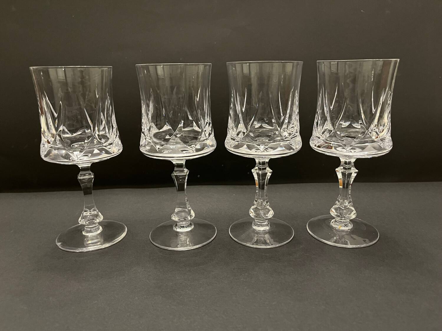 4 cut crystal stemmed glasses