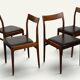 Set of 4 vintage teak and black faux leather chairs – 1960s