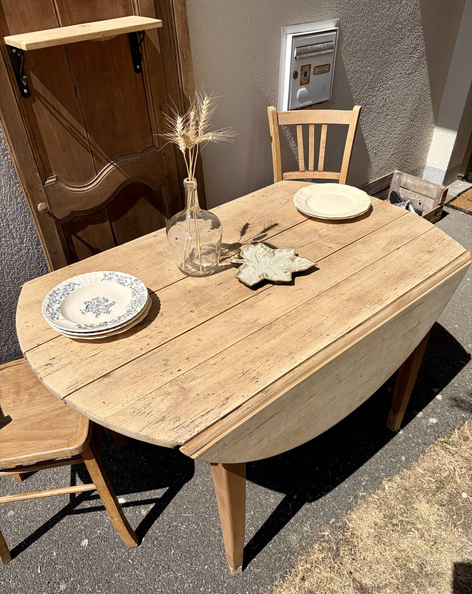 Table à rabat bois brut