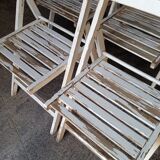 4 foldable chairs wood vintage epoch 1970