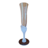 Soliflore vase in crystal and glass paste - Daum France - Fuchsia model - Signed at the tip