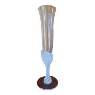 Soliflore vase in crystal and glass paste - Daum France - Fuchsia model - Signed at the tip