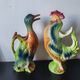 Pair of duck and rooster jugs in St Clément barbotine vintage