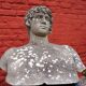 Weathered garden sculpture David concrete bust