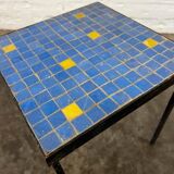 Table d'appoint vintage en mosaïque bleue / table à plantes