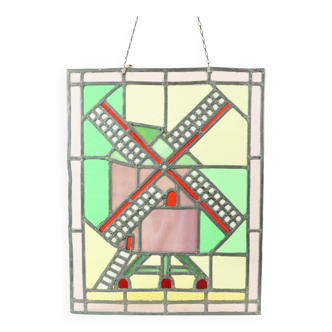 Vintage Stained Glass Window Mill Stained Glass Suncatcher 47x37cm