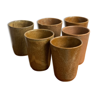 6 verres gobelets grès Digoin