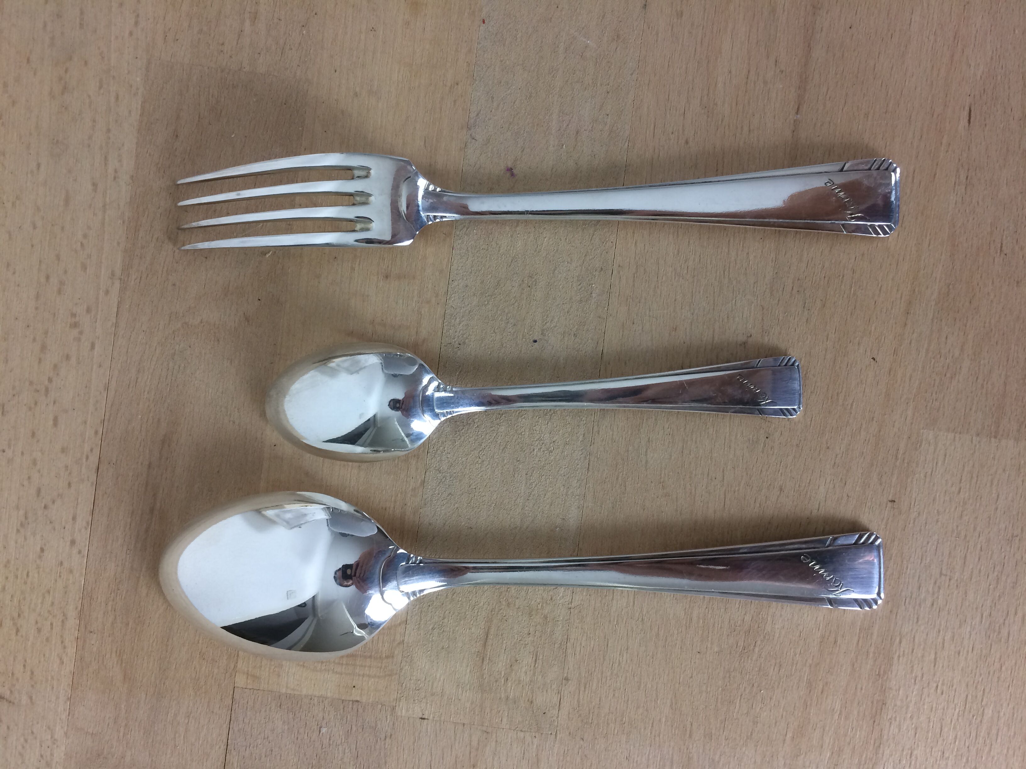 Ercuis silver metal, birth or baptism cutlery box