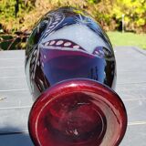 Bohemian/Czech Boho crystal vase, Burgundy red, vintage