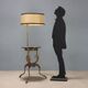 Lampadaire ancien avec table d’appoint en bronze et marbre, Italie, XXe siècle