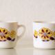 Two cups Sovirel France, pyrex décor of flowers vintage 70's