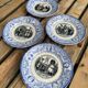 4 assiettes à dessert anciennes bleues et noires Jules Vieillard Bordeaux XIXème siècle
