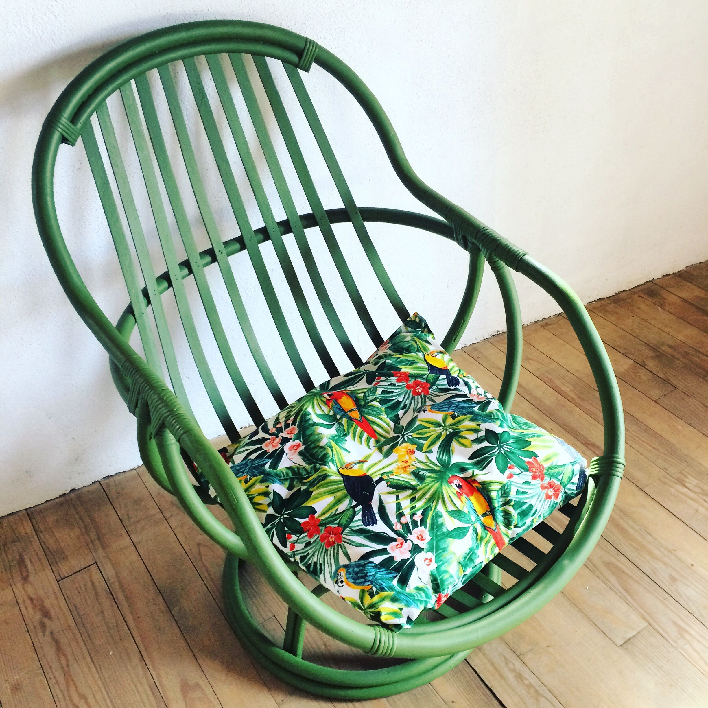 Vintage rattan swivel chair