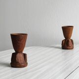Paire de coquetiers en bois