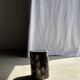 Black petrified wood side table with beige side H35 D24 - 3352