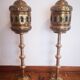 Pair of copper and brass floor lamps 70s