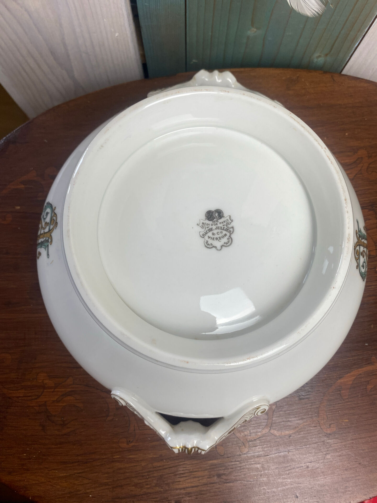 Vegetable dish in porcelain from Vierzon, 19th century.