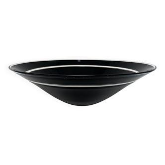 Vintage 1980s Cenedese Murano Glass Black Incalmo Centrepiece Bowl