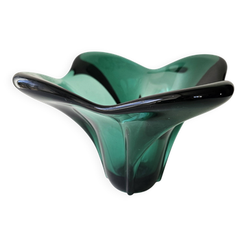 Vintage green glass vase