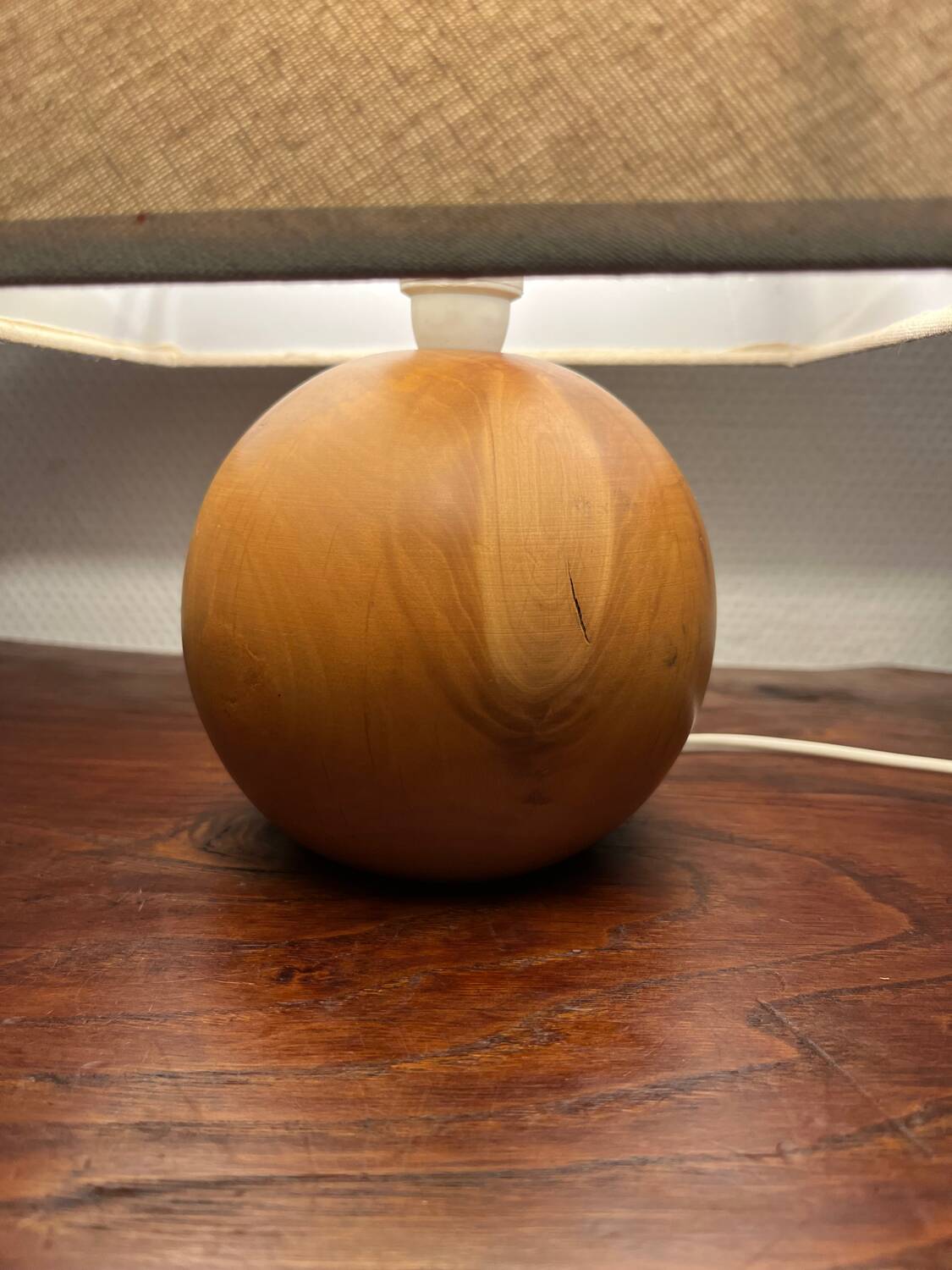 Solid wood ball table lamp with lampshade