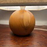 Solid wood ball table lamp with lampshade