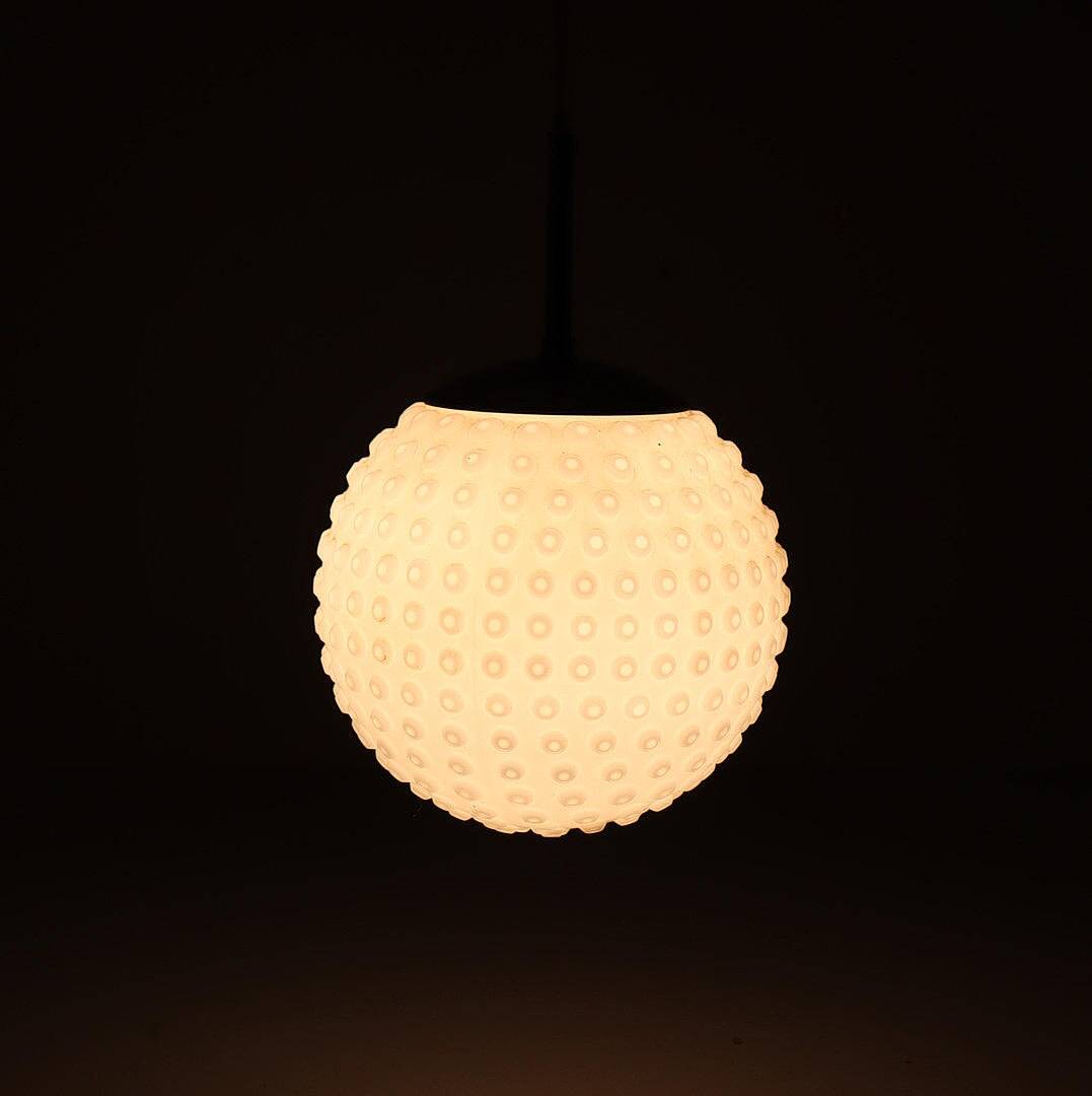 2-piece set Bubble Space Age opal glass ceiling lamps/ceiling lights by Rolf Krüger for Staff, Germany, 1970s.