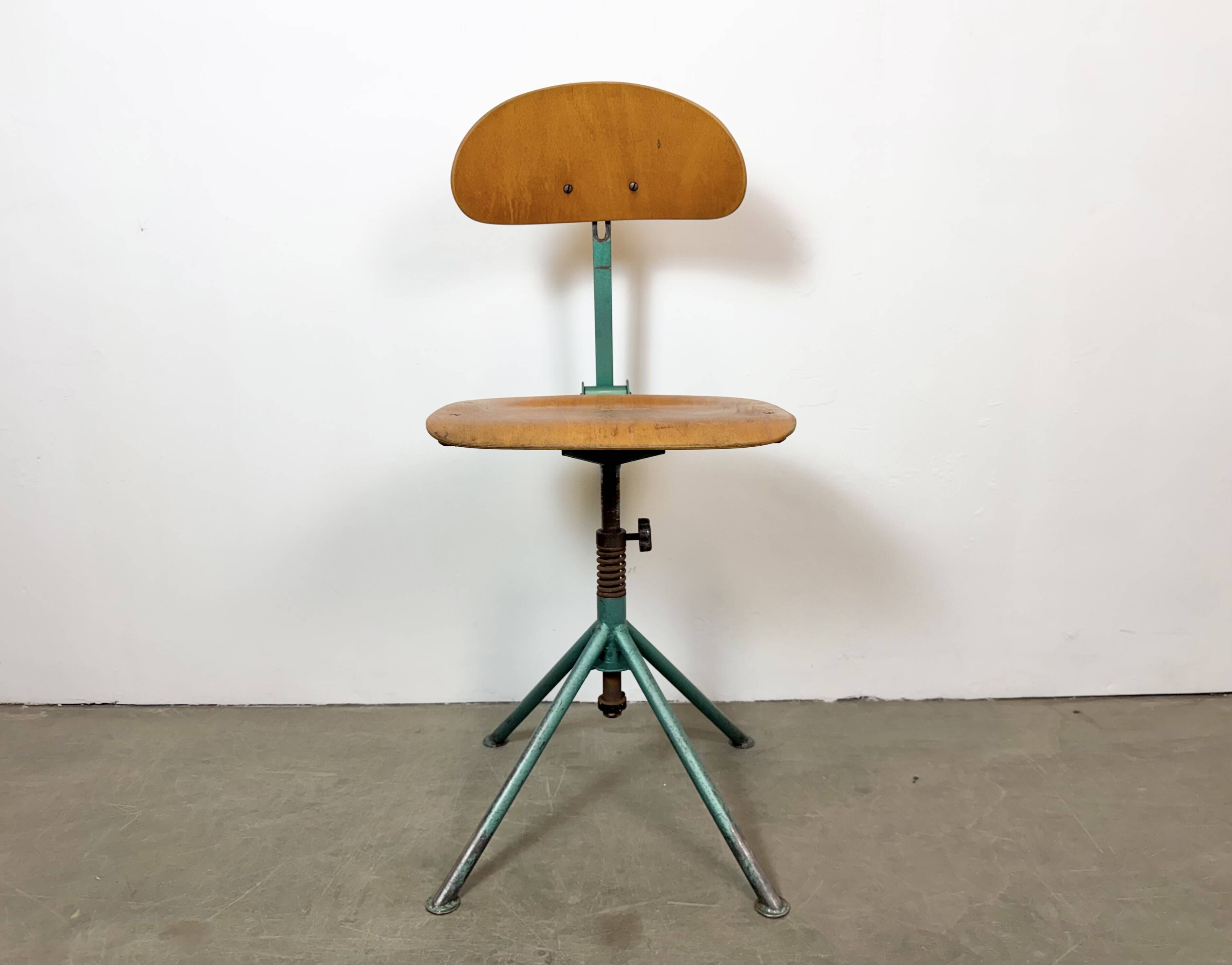 Dark Green Industrial Workshop Chair, 1950s