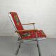 Vintage folding chair camping floral red fabric