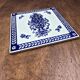Large antique gien blue and white tile – vintage decorative earthenware 15x15 cm