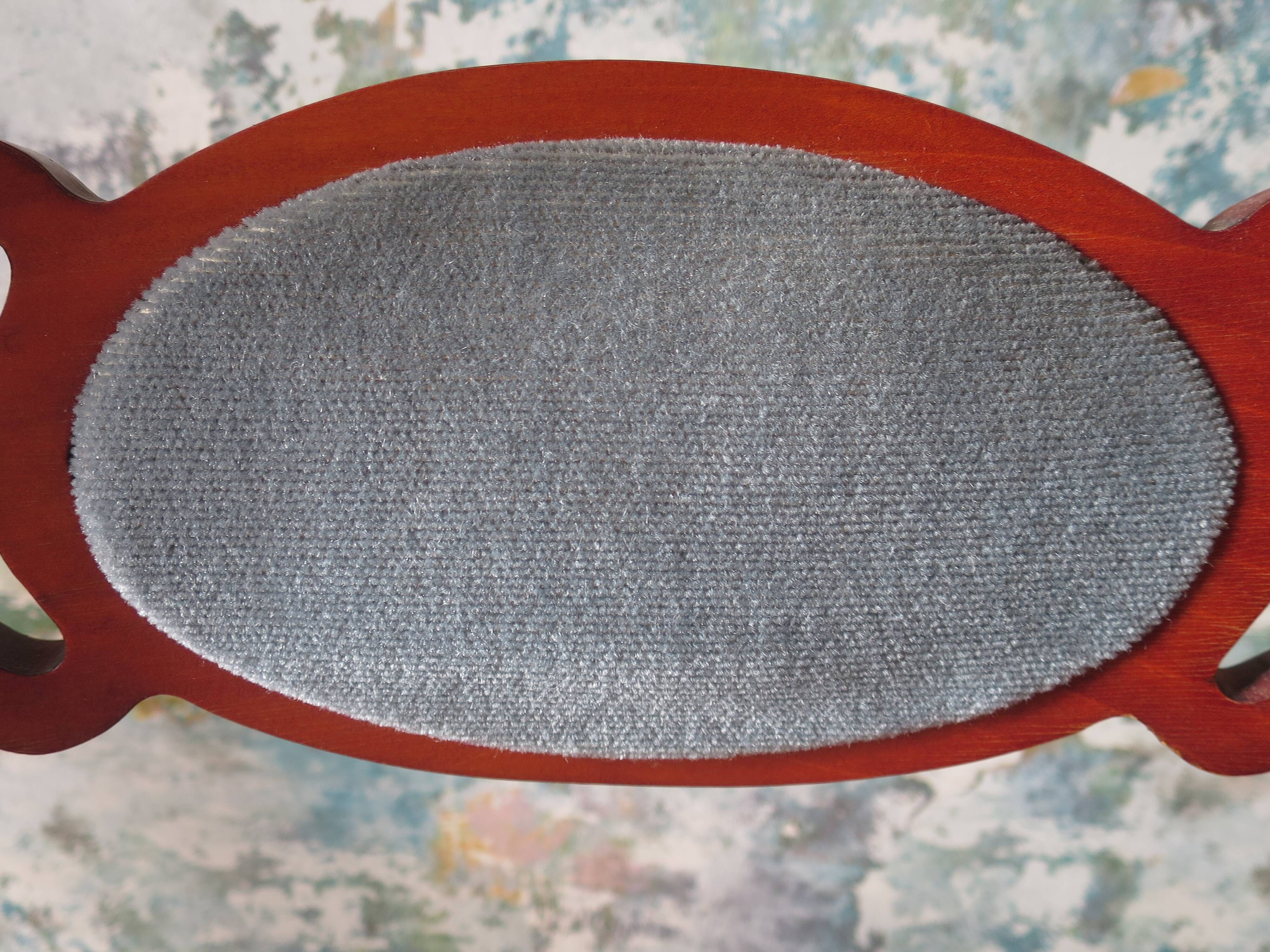 Rare - Set of 4 Louis Philippe/restoration style chairs with medallion - Colour blue / cherry wood