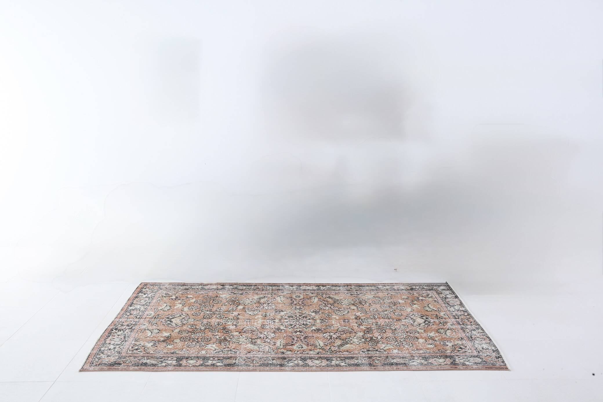 4x7 Antique Brunt Orange Brown Turkish Vintage Rug, 113x202Cm