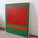 Red on green unique acrylic painting