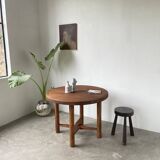 Round folding pine table mountain furniture