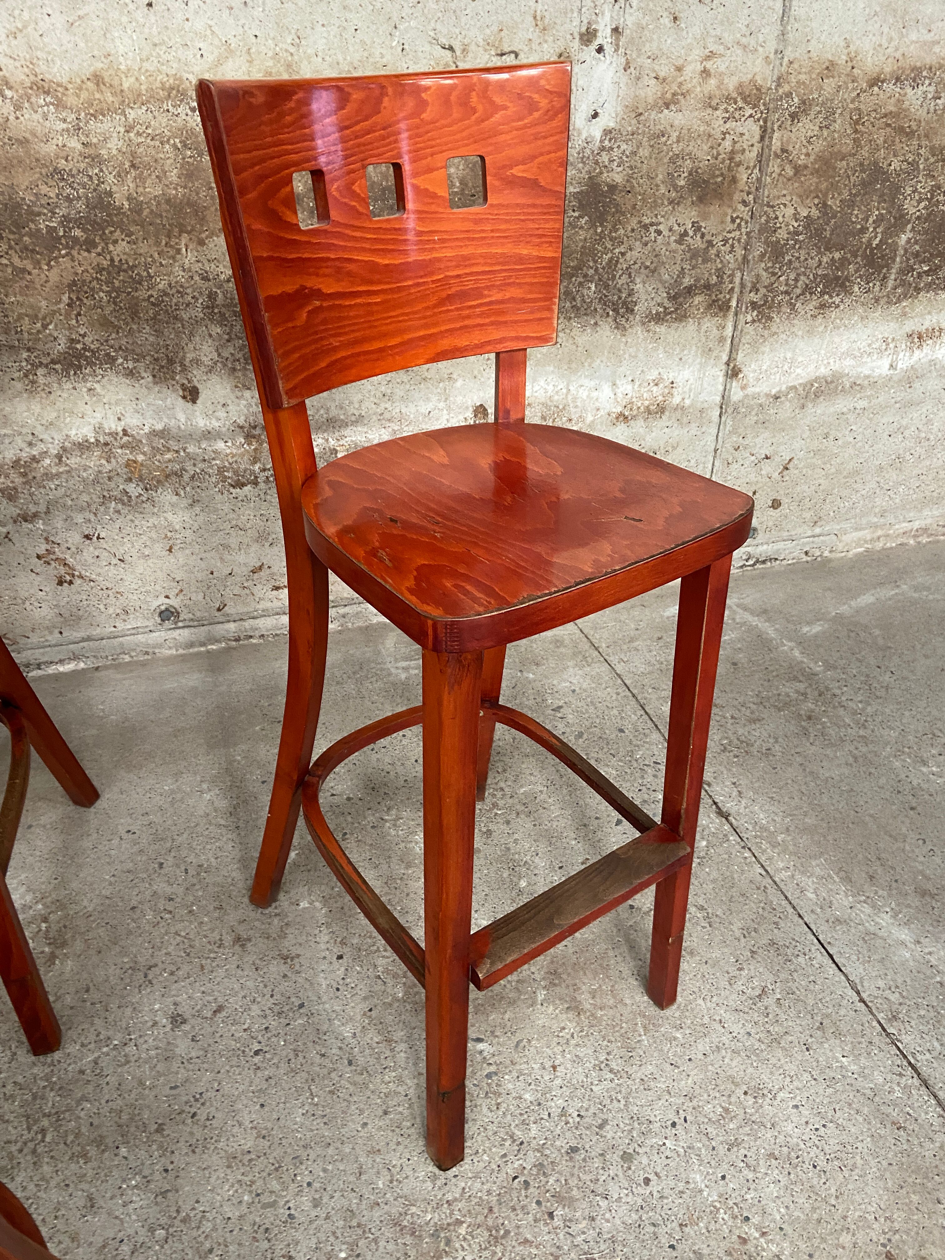 4 Bentwood bar stools 1980-90