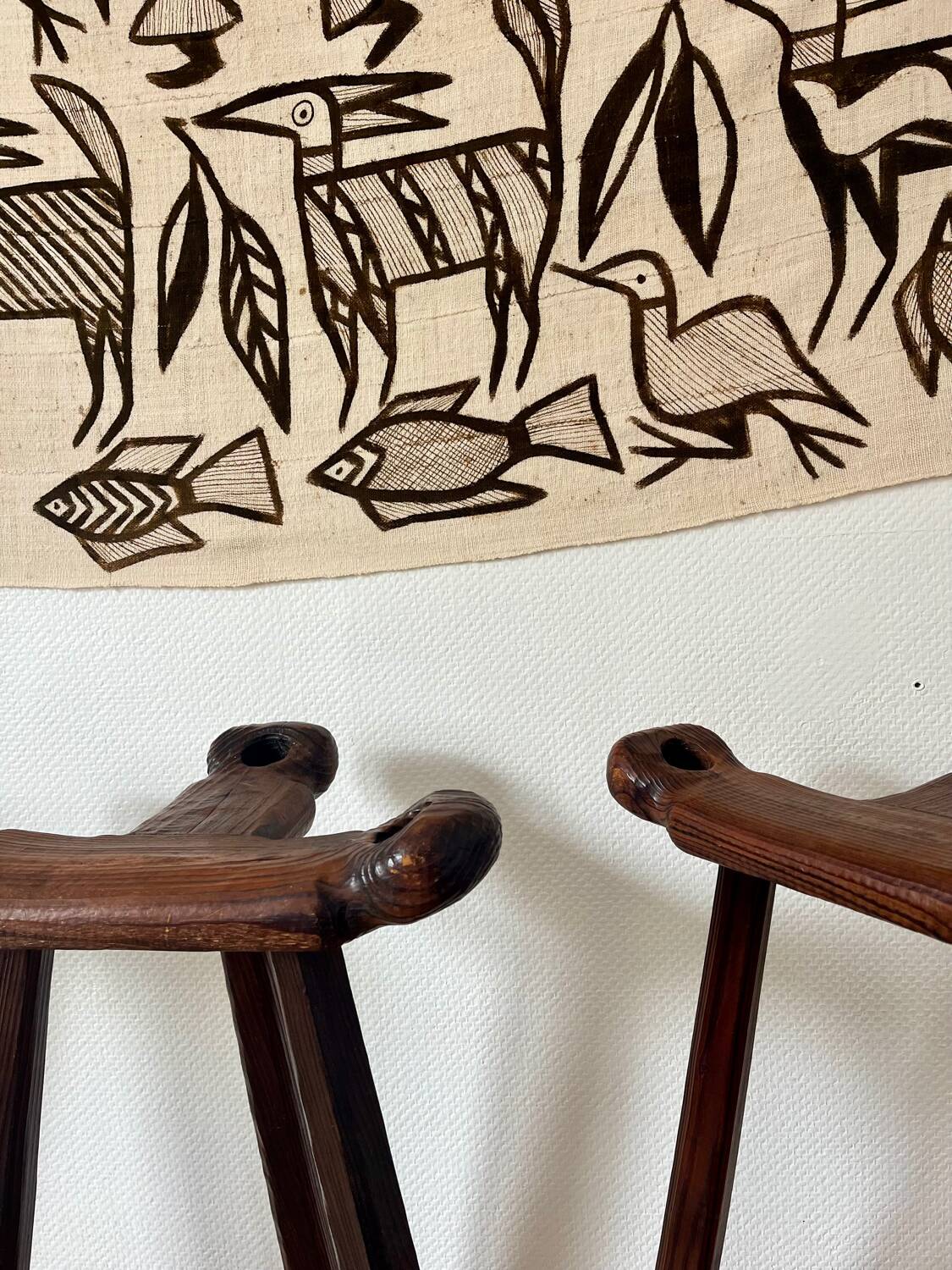 Set of three brutalist bar stools