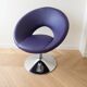 Vintage 70s armchair in purple faux leather with steel legs.