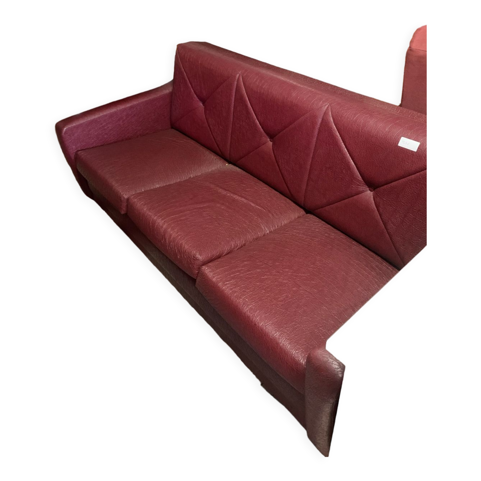 Red leather sofa 70s folding bed